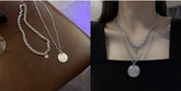Simple Premium double chain letter brand necklace -X261S